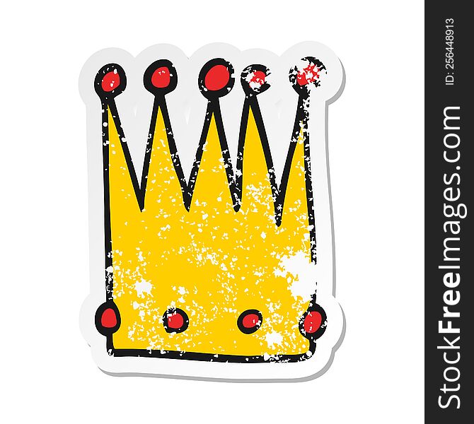 Distressed Sticker Of A Cartoon Simple Crown