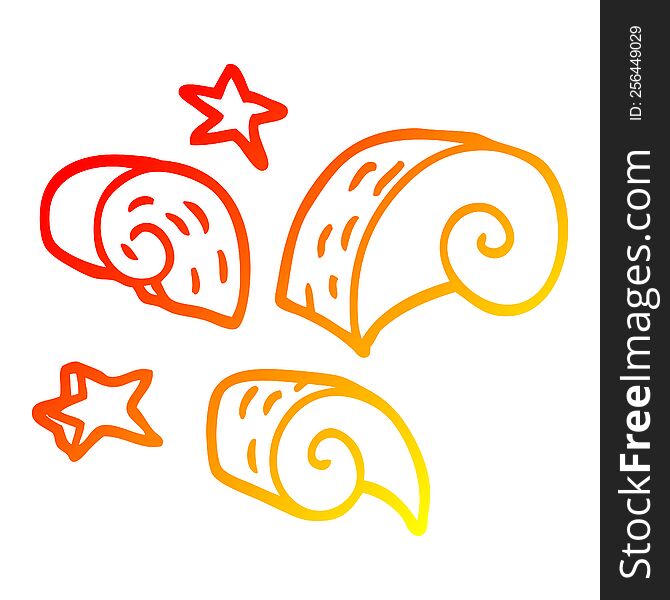 warm gradient line drawing cartoon decorative spiral element