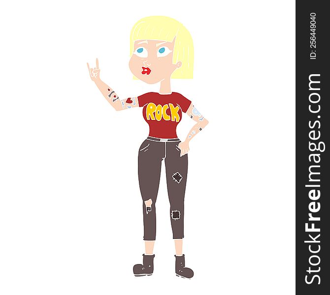 flat color illustration of rock girl. flat color illustration of rock girl