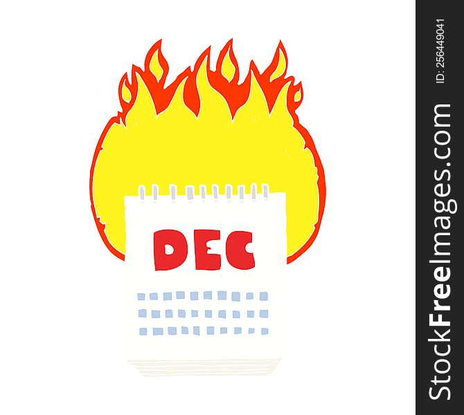 Flat Color Illustration Of A Cartoon Calendar Showing Month Of December