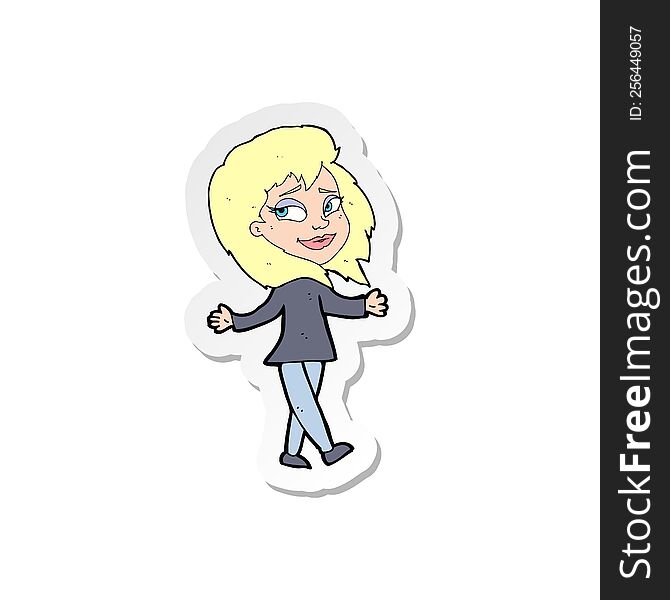 sticker of a stress free woman cartoon