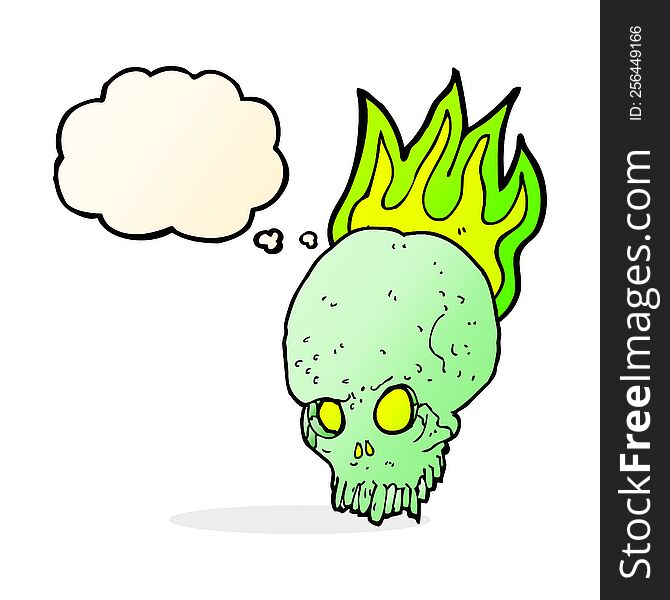 Cartoon Spooky Skull With Thought Bubble