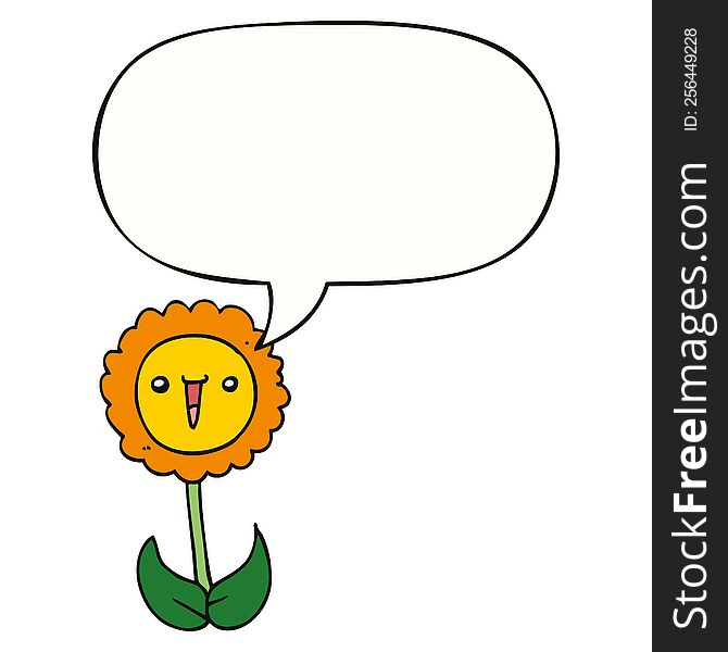 Cartoon Flower And Speech Bubble