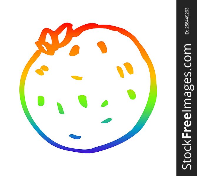 rainbow gradient line drawing of a cartoon organic orange
