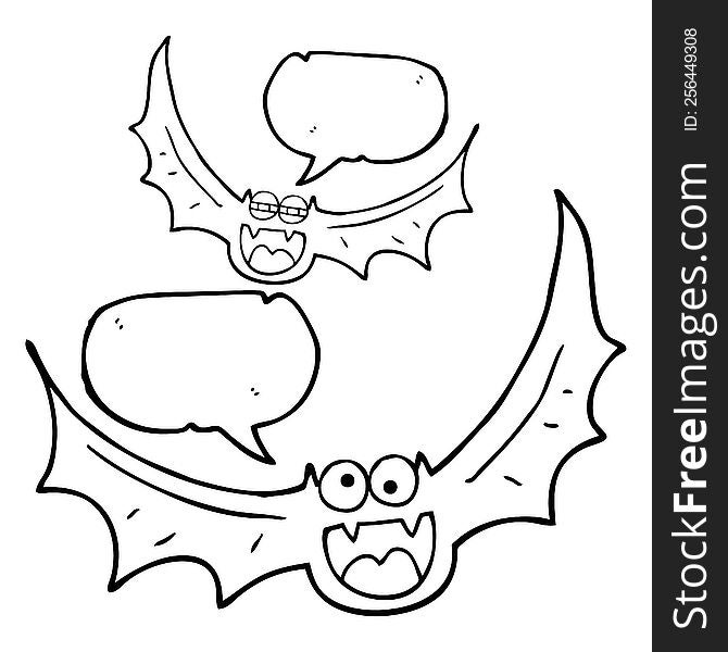 freehand drawn speech bubble cartoon halloween bats