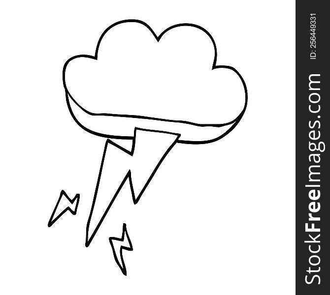 line drawing cartoon thunder and lightening