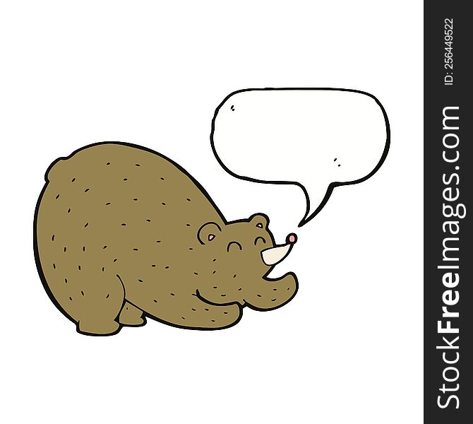 cartoon stretching bear with speech bubble