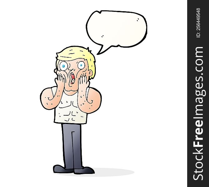 Cartoon Shocked Gym Man With Speech Bubble