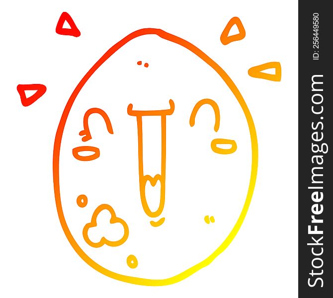 warm gradient line drawing of a cartoon happy egg
