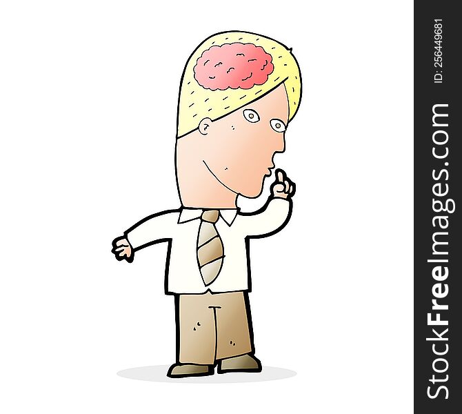 cartoon businessman with huge brain