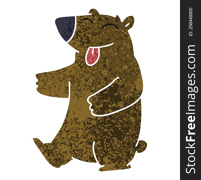 Quirky Retro Illustration Style Cartoon Bear