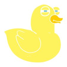 Flat Color Illustration Of A Cartoon Funny Rubber Duck Stock Image