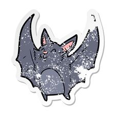 Distressed Sticker Of A Cartoon Halloween Bat Stock Photo