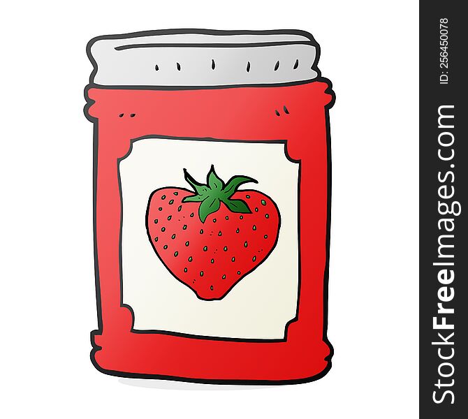 freehand drawn cartoon strawberry jam jar