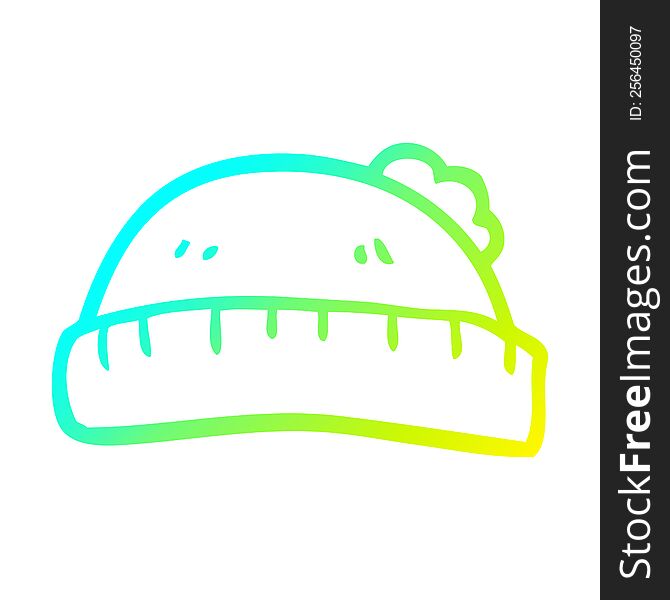 cold gradient line drawing cartoon woolly hat