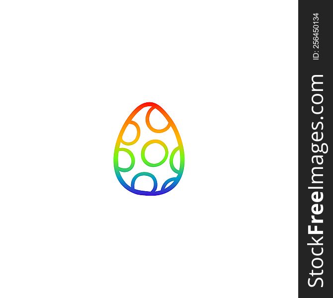 rainbow gradient line drawing of a cartoon painted easter egg