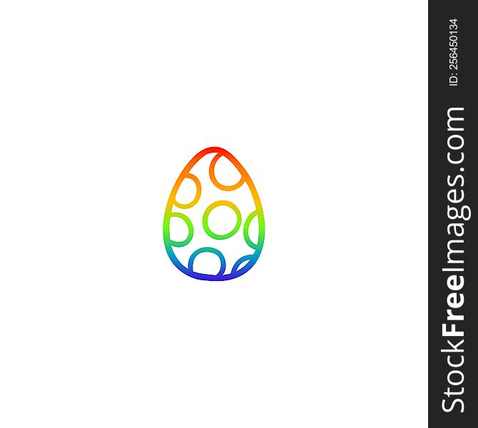 Rainbow Gradient Line Drawing Cartoon Painted Easter Egg