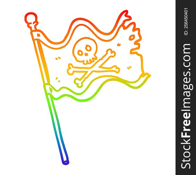 rainbow gradient line drawing of a pirate flag