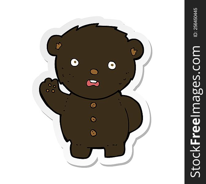 Sticker Of A Cartoon Unhappy Black Teddy Bear