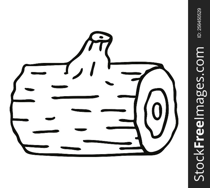 line drawing quirky cartoon wooden log. line drawing quirky cartoon wooden log