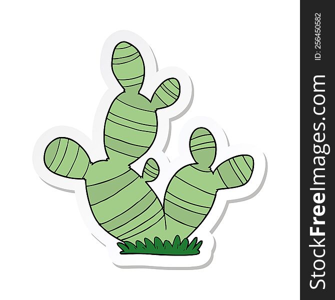 sticker of a cartoon cactus