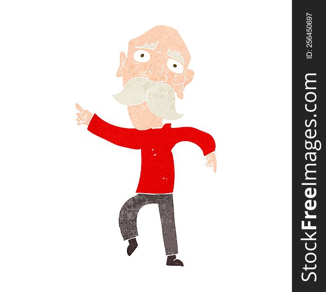 Cartoon Sad Old Man Pointing