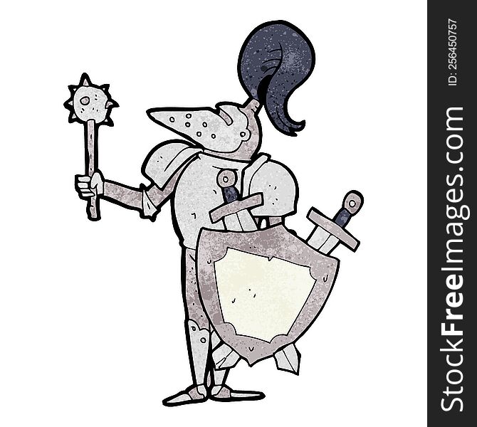 textured cartoon medieval knight with shield