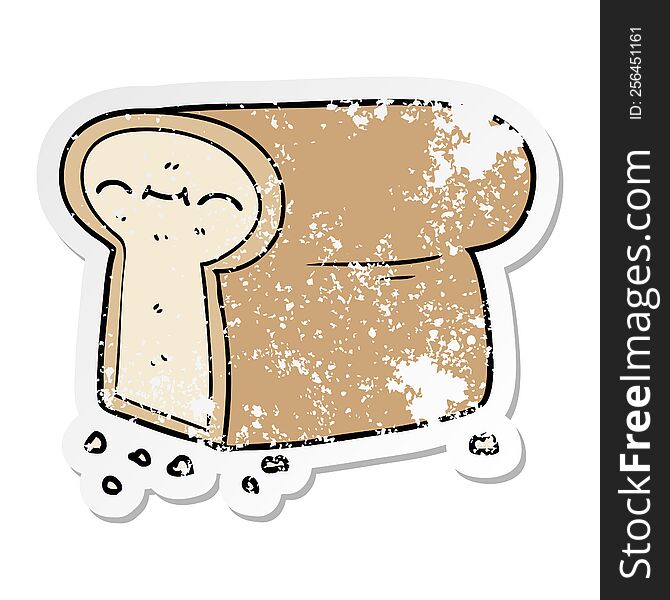 distressed sticker of a cartoon loaf of bread