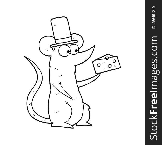 black and white cartoon mouse with cheese