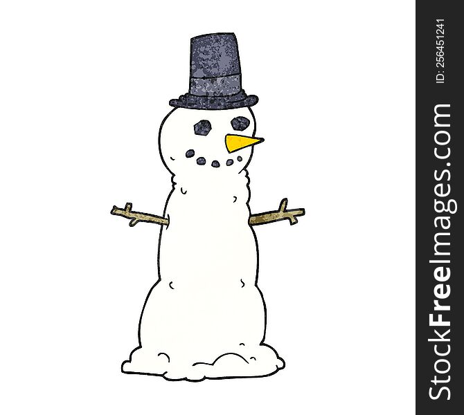 textured cartoon snowman in top hat