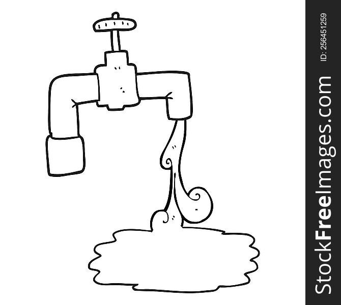 Black And White Cartoon Running Faucet