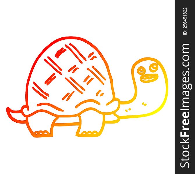 warm gradient line drawing of a cartoon happy turtle