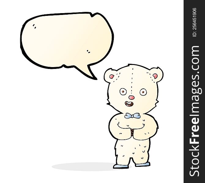 Cartoon Teddy Polar Bear With Speech Bubble
