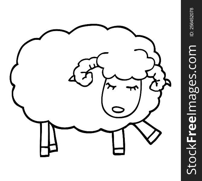 line drawing cartoon cute sheep