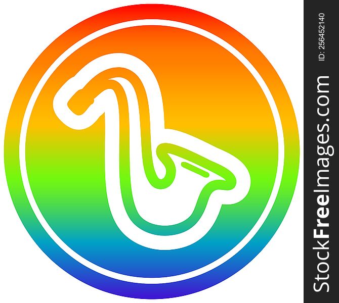 Musical Instrument Saxophone Circular In Rainbow Spectrum