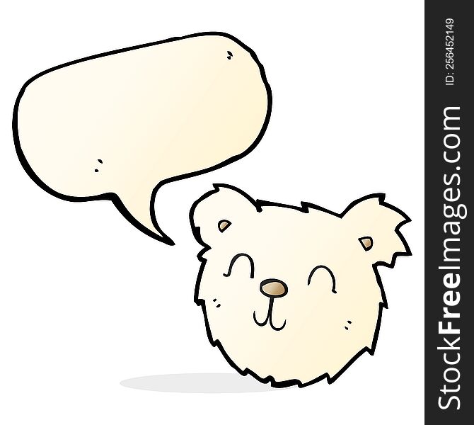 cartoon happy polar bear face with speech bubble