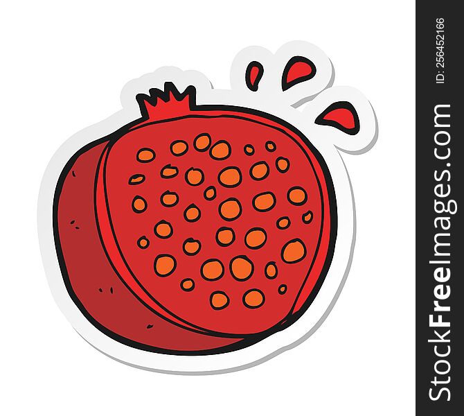 sticker of a cartoon pomegranate
