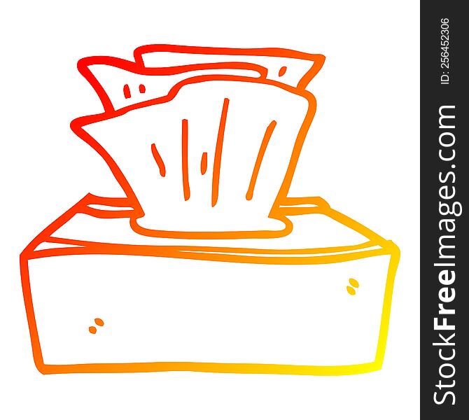 warm gradient line drawing of a cartoon box of tissues