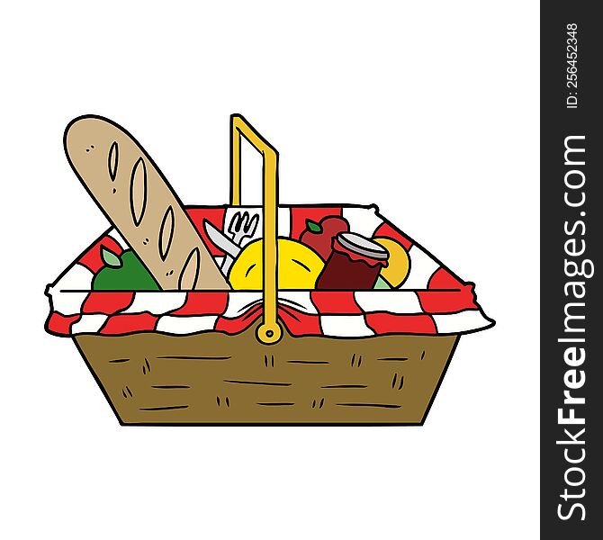 cartoon picnic basket. cartoon picnic basket