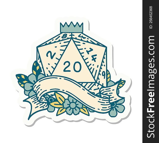 Natural Twenty D20 Dice Roll Sticker