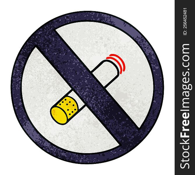 retro grunge texture cartoon of a no smoking allowed sign