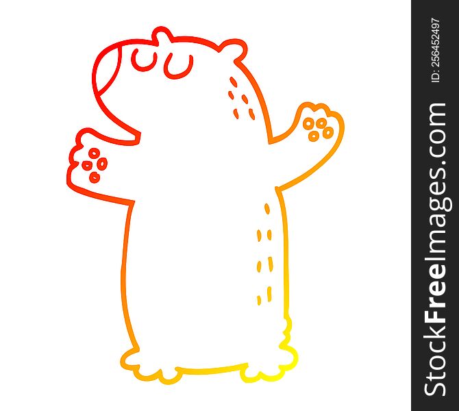 warm gradient line drawing of a cartoon bear standing
