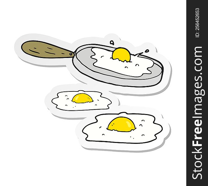 sticker of a cartoon fried eggs