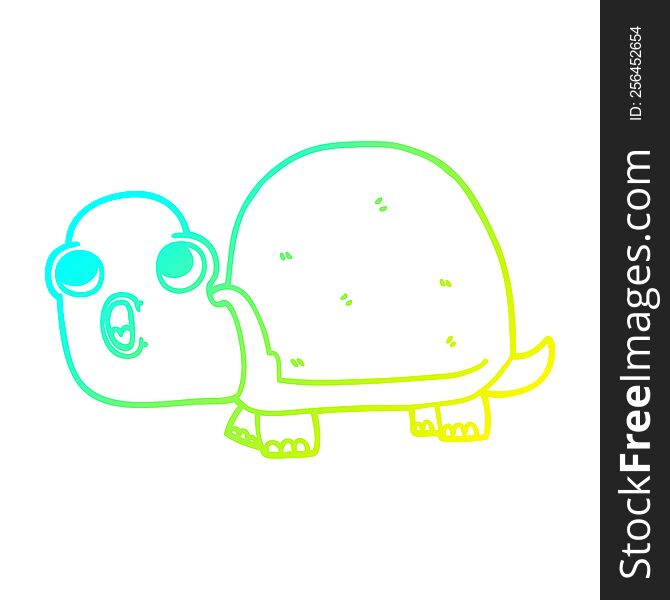 cold gradient line drawing of a cartoon shocked turtle