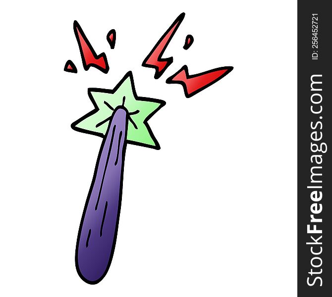 cartoon doodle magic wand