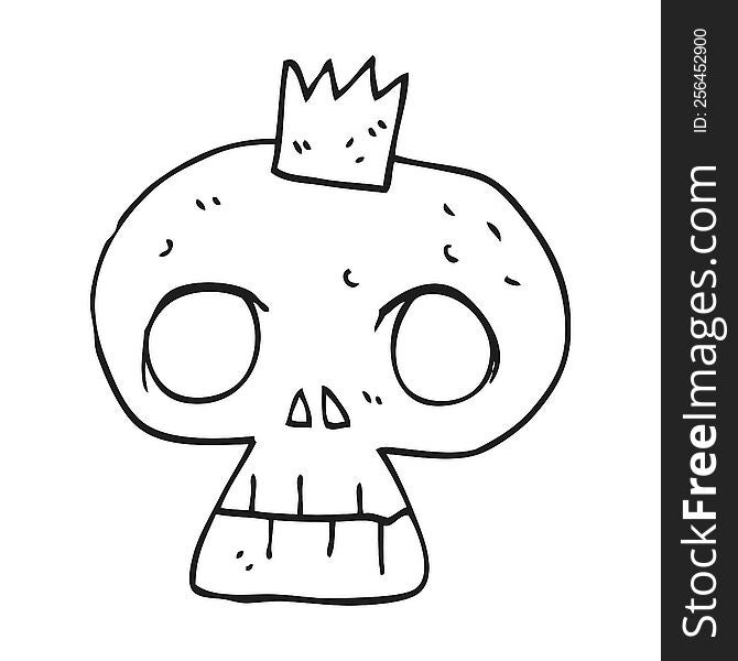 Black And White Cartoon Skull With Crown