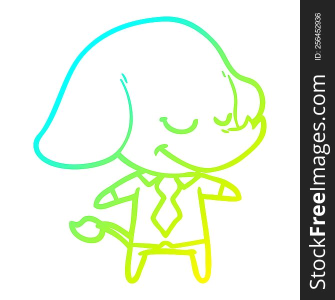 Cold Gradient Line Drawing Cartoon Smiling Elephant Manager