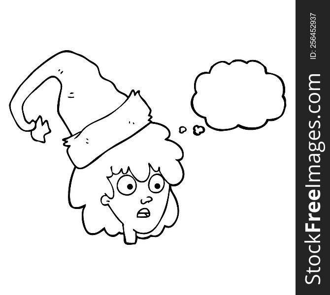 Thought Bubble Cartoon Woman With Santa Hat