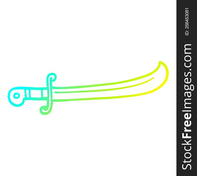cold gradient line drawing of a cartoon jeweled sword