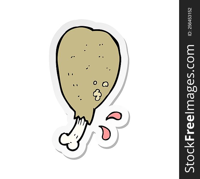 sticker of a cartoon chicken leg